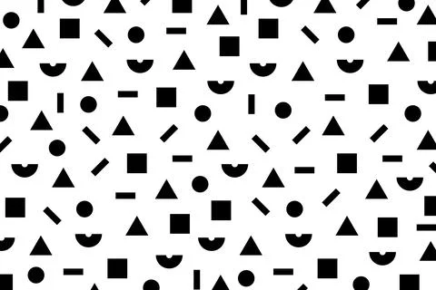 Hipster pattern with black and white geometric forms. Retro 80s-90s pattern  Stock Illustration