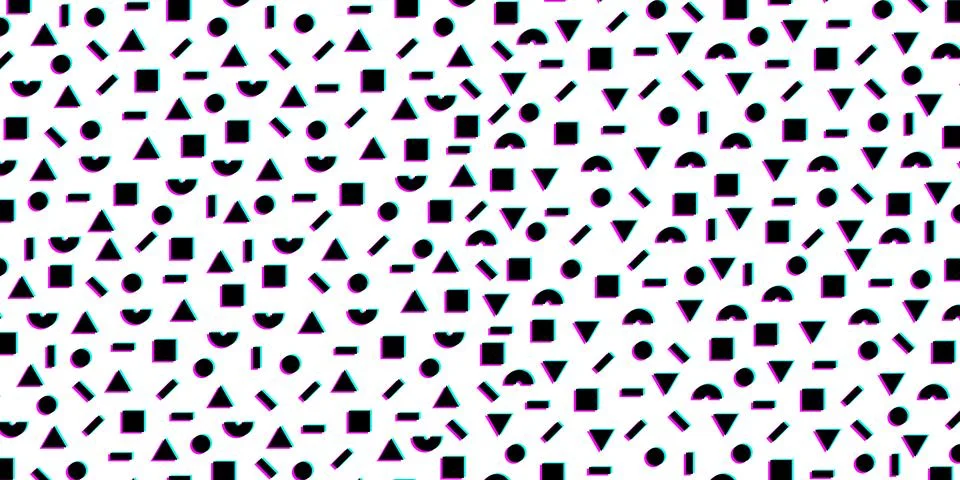 Hipster pattern with black and white geometric forms. Retro 80s-90s pattern  库存插图