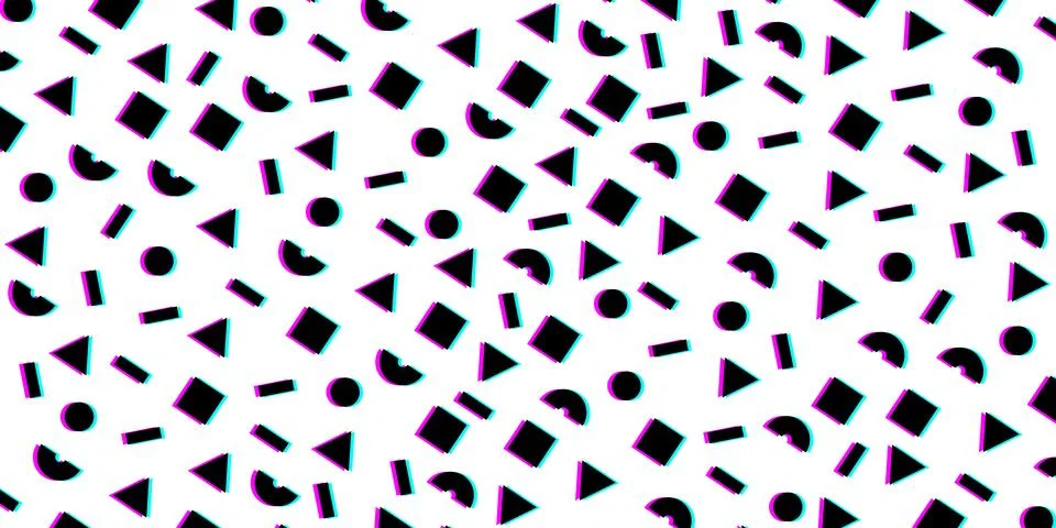 Hipster pattern with black and white geometric forms. Retro 80s-90s pattern  Illustrazione stock