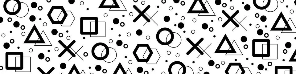 Hipster pattern with black geometric forms. Retro pattern white background.  Illustrazione stock