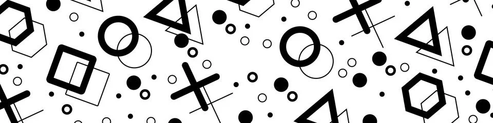 Hipster pattern with black geometric forms. Retro pattern white background.  Illustrazione stock