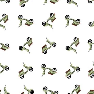 Hipster pattern with vintage scooter Illustrazione stock
