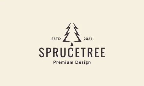 Hipster pine or spruce tree logo symbol vector icon illustration graphic desi Stock Illustration