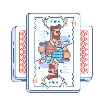 Hipster on playing card Stock Illustration