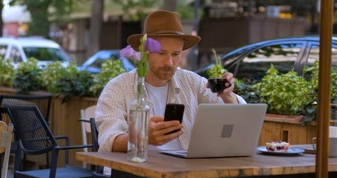 Hipster portrait in cafe Stock Footage 114705629