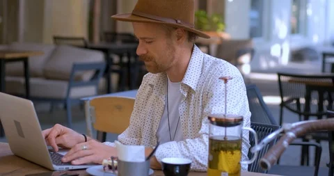 Hipster portrait in cafe Stock Footage 114705870