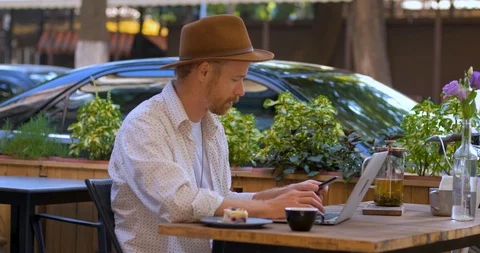 Hipster portrait in cafe Stock Footage 114706342