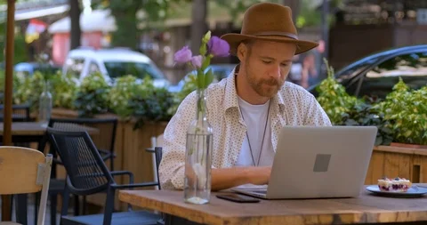 Hipster portrait in cafe Stock Footage 114706362