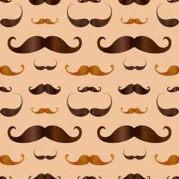 Hipster realistic mustache seamless pattern Stock Illustration