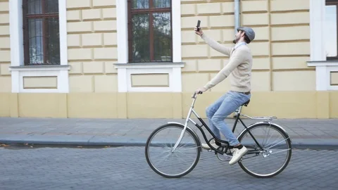 Hipster with retro bicycle Stock Footage 98212723