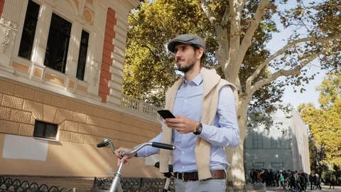 Hipster with retro bicycle Stock Footage 98212736
