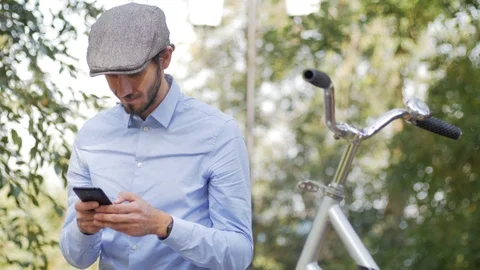 Hipster with retro bicycle Stock Footage 98212924