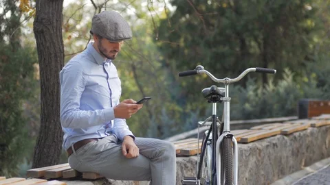 Hipster with retro bicycle Stock Footage 98212996