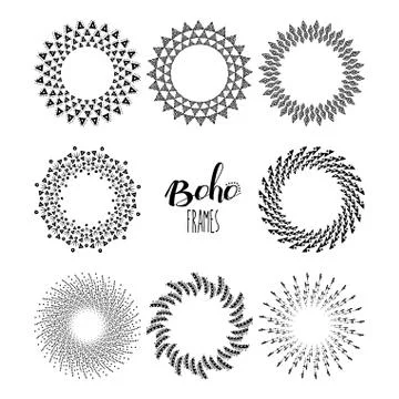 Hipster retro boho frame set in black and white Stock-Illustration