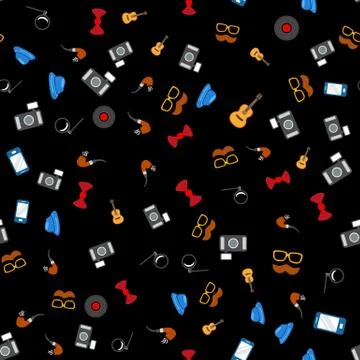 Hipster retro icons seamless pattern 스톡 일러스트