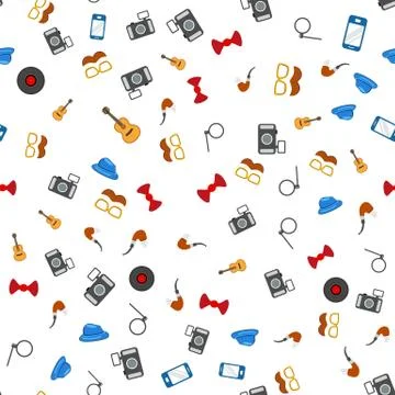 Hipster retro icons seamless pattern Stock Illustration