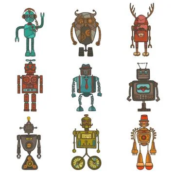 Hipster robot set イラスト素材