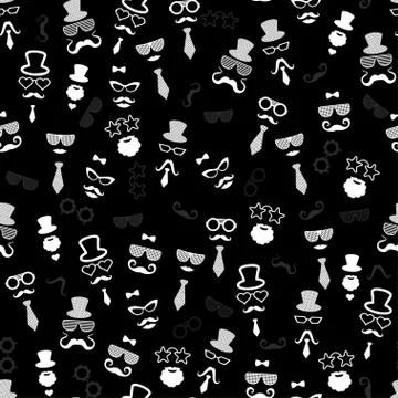 Hipster seamless on black background Stock Illustration