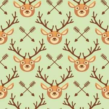 Hipster seamless pattern with deer and arrows Illustrazione stock