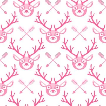 Hipster seamless pattern with deer and arrows Stock Illustration