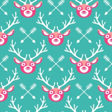 Hipster seamless pattern with deer and arrows Illustrazione stock