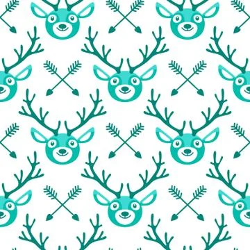Hipster seamless pattern with deer and arrows Stock Illustration