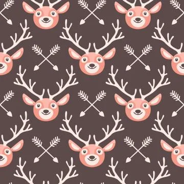 Hipster seamless pattern with deer and arrows Stock Illustration