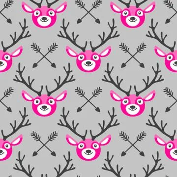 Hipster seamless pattern with deer and arrows Stock Illustration