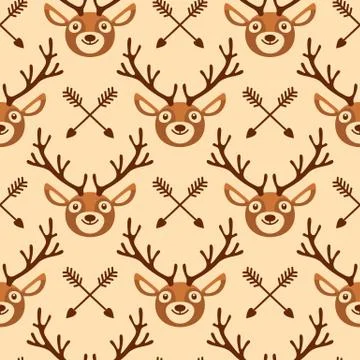 Hipster seamless pattern with deer and arrows Stock Illustration