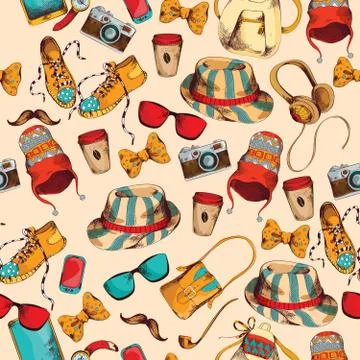 Hipster seamless pattern Illustrazione stock
