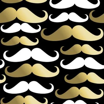 Hipster seamless pattern mustache man gold icon イラスト素材