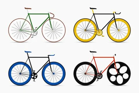 Hipster single speed bikes set. City bicycles イラスト素材