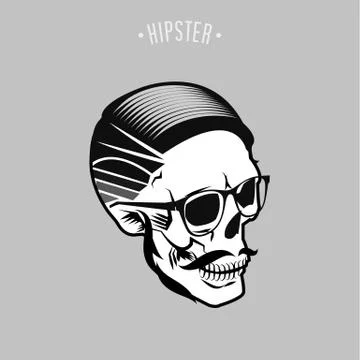 Hipster skull Stock Illustration