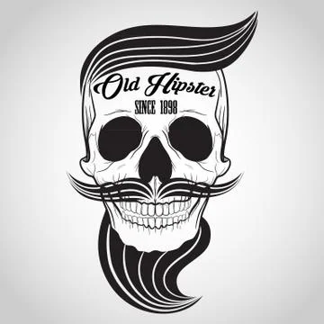 Hipster Skull logo Stock Illustration