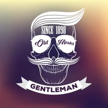 Hipster Skull logo Stock Illustration