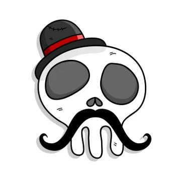 Hipster Skull with Mustache Stock Illustration
