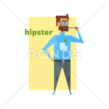 Hipster Smoking Abstract Figure Stock Illustration