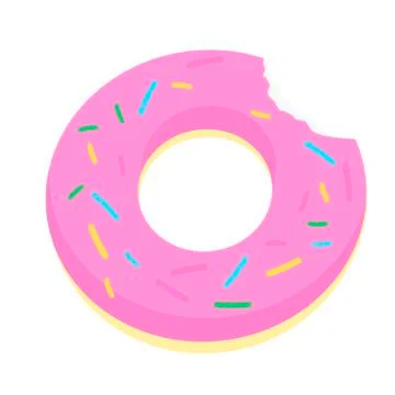 Hipster sprinkled donut float isolated over white background Stock Illustration