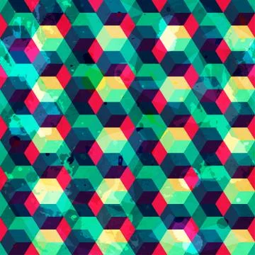 Hipster squares seamless pattern with grunge effect Illustrazione stock
