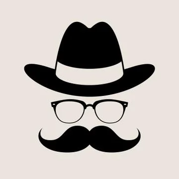 Hipster style element, glasses ,Hat and mustaches. Stock Illustration