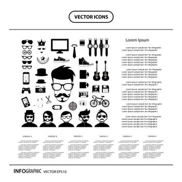 Hipster style elements and icons set Stock Illustration