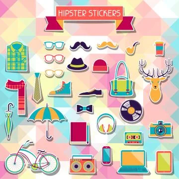 Hipster style elements and icons set for retro design 스톡 일러스트