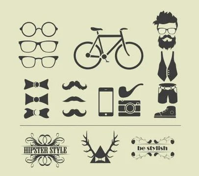 Hipster style elements Stock Illustration