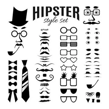 Hipster style infographic elements and icons set for retro design. Hipster co Stock Illustration