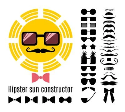 Hipster style infographic elements and icons set for retro sun design. Hipste Stock Illustration