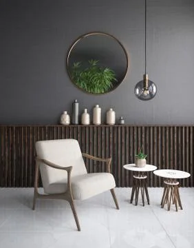 Hipster style interior background, 3D render Stock Illustration