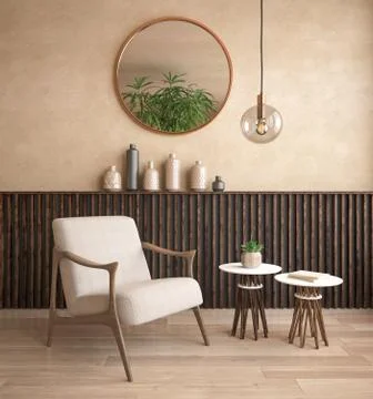 Hipster style interior background, 3D render Stock Illustration