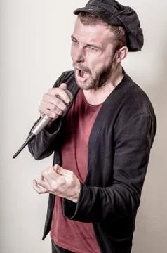Hipster stylish singer Stock Photos