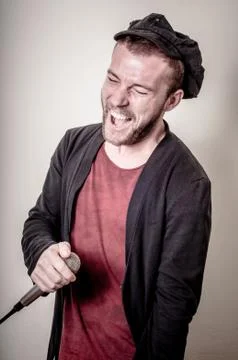 Hipster stylish singer Stock Photos