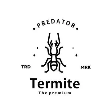 Hipster termite logo vector outline monoline Stock Illustration